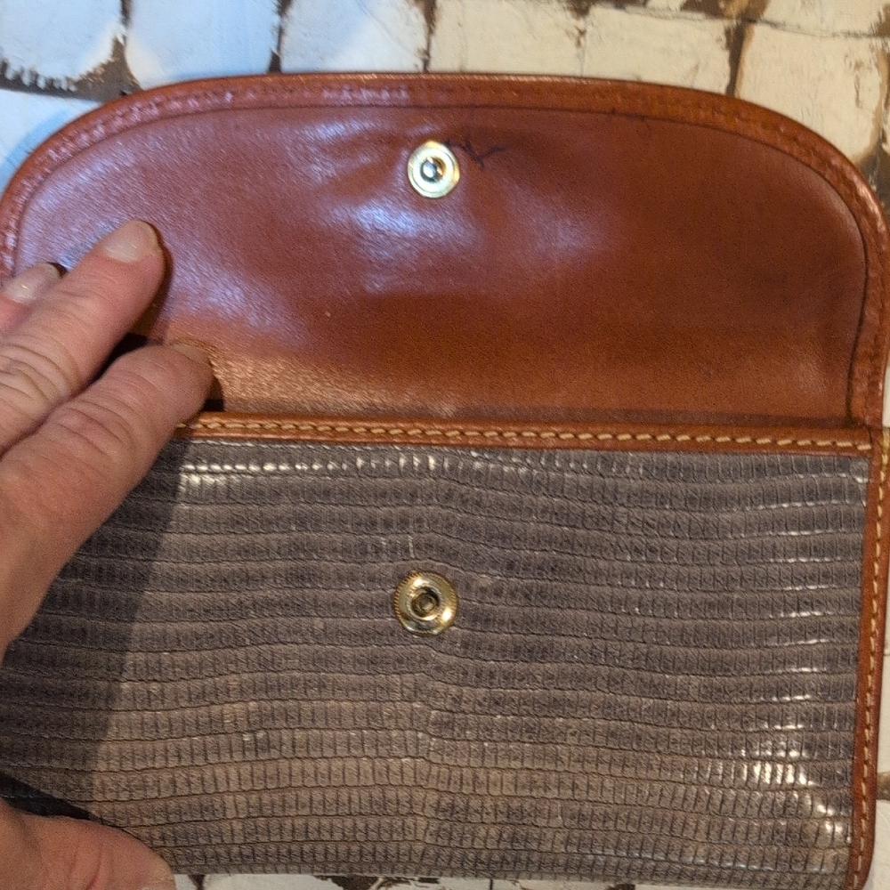 Dooney & Bourke Textured Gray Wallet with Brown Trim - Picture 5 of 14